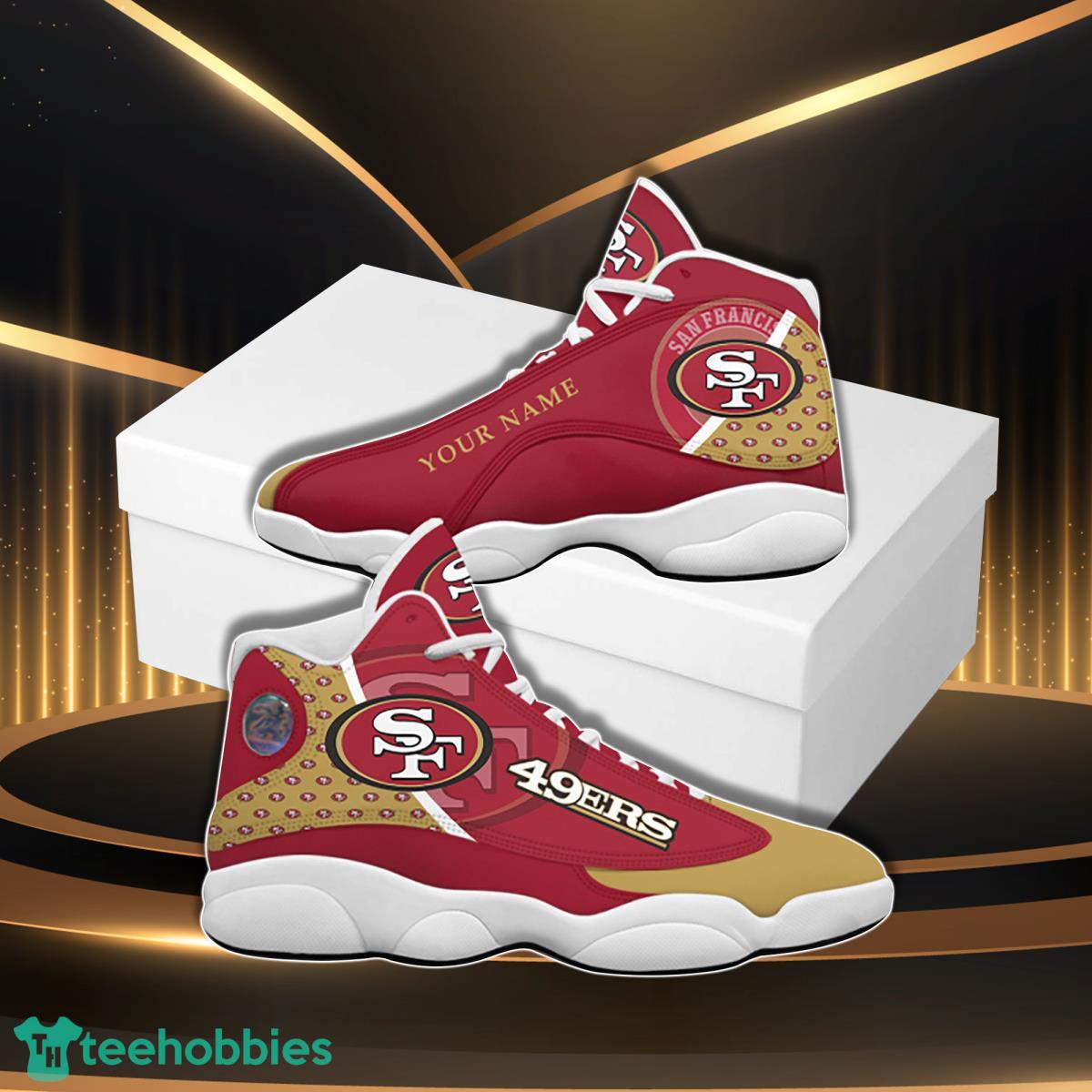 San Francisco 49ers Football Team Custom Name Air Jordan 13 Sneakers For Sport Fans Product Photo 1
