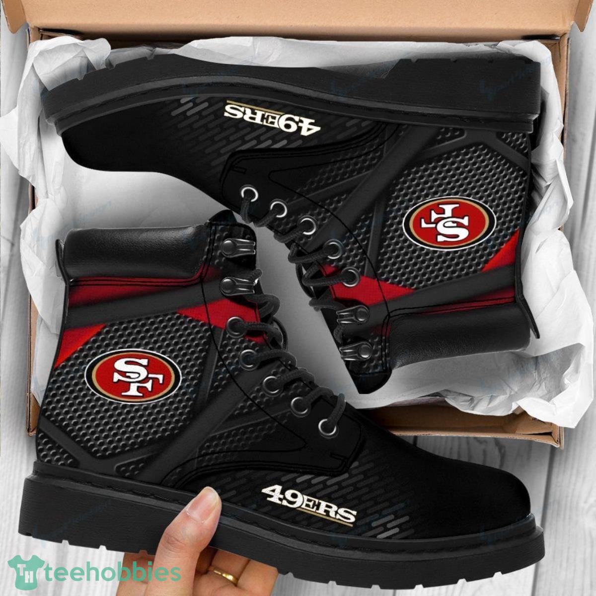 San Francisco 49ers Football Team Leather Boots For Men Women Impressive Gift For Fans Product Photo 1