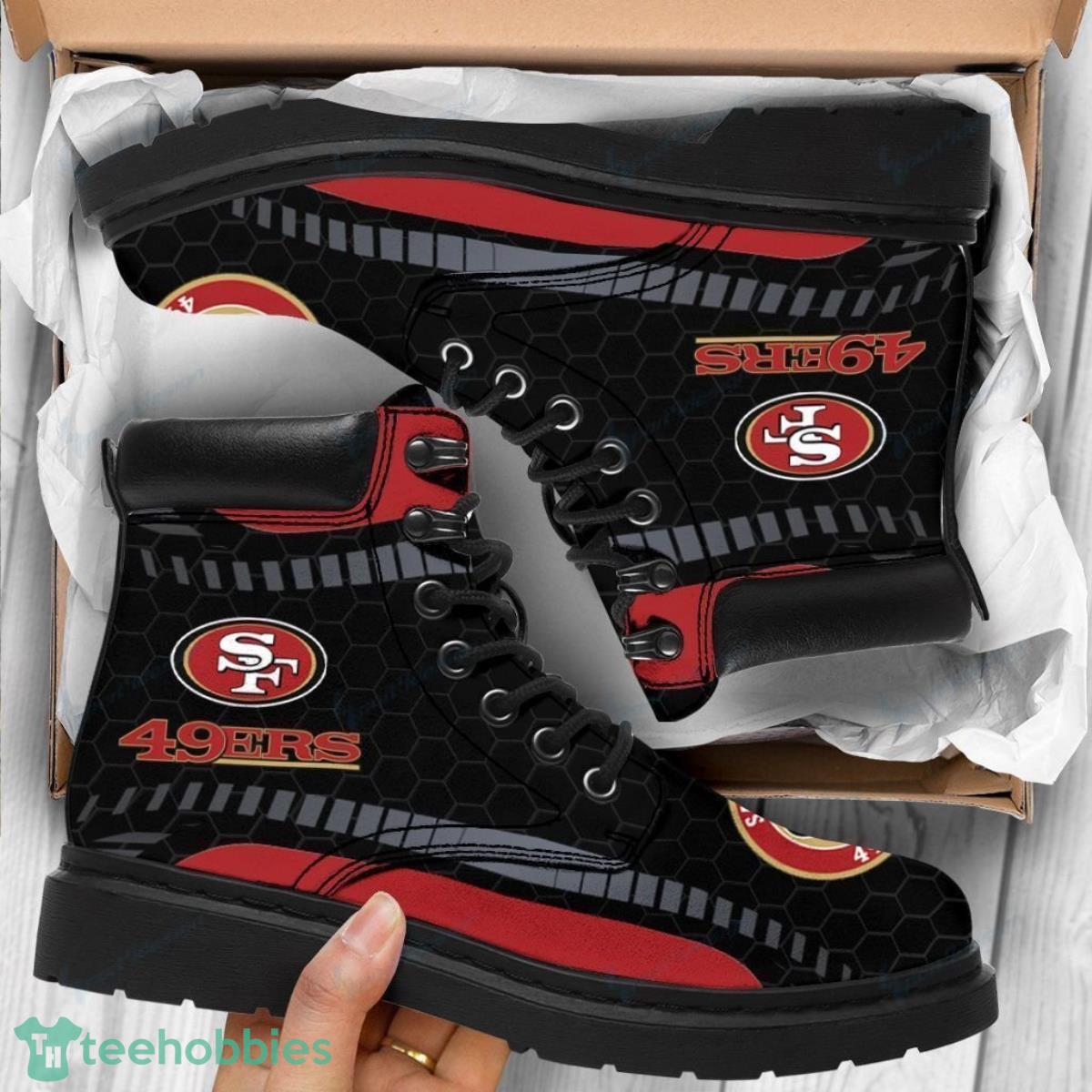 San Francisco 49ers Football Team Leather Boots For Men Women Impressive Gift For Real  Fans Product Photo 1