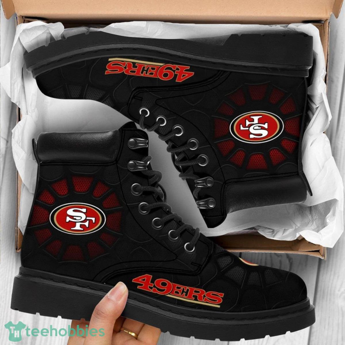 San Francisco 49ers Football Team Leather Boots For Men Women Inspired Gift For Fans Product Photo 1