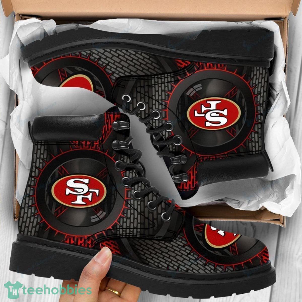 San Francisco 49ers Football Team Leather Boots For Men Women Style Gift For Real Fans Product Photo 1