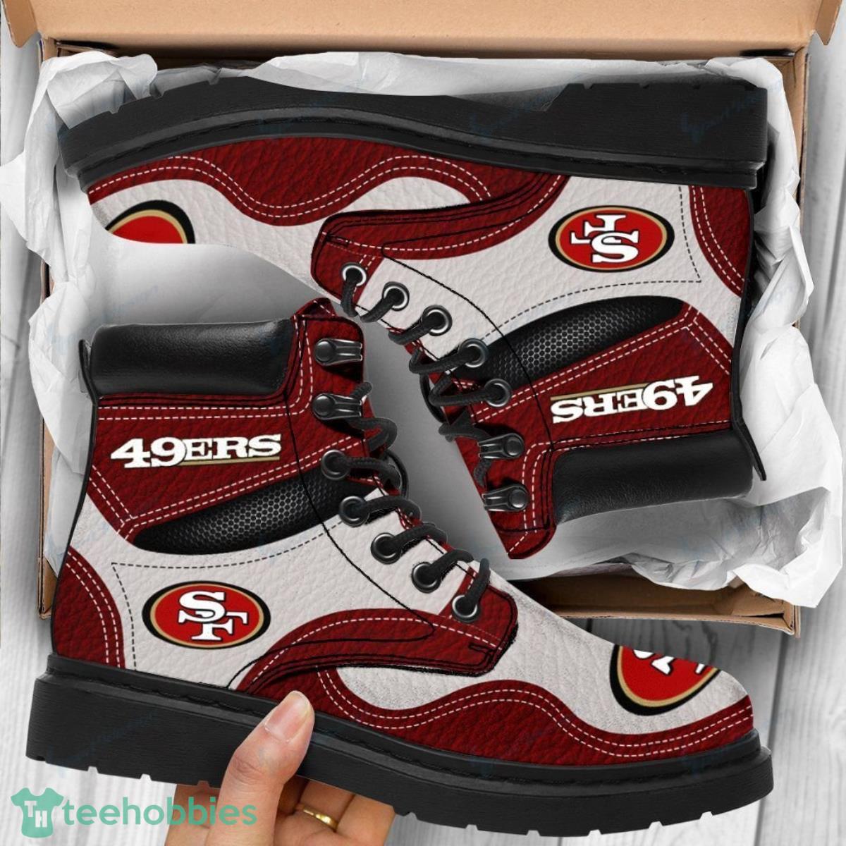 San Francisco 49ers Football Team Leather Boots For Men Women Unique Gift For Fans Product Photo 1