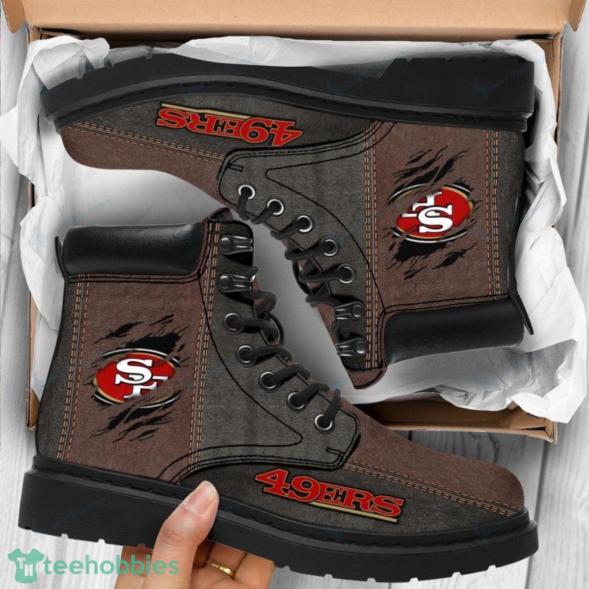 San Francisco 49ers Football Team Leather Boots Great Gift For Men Women Fans Product Photo 1