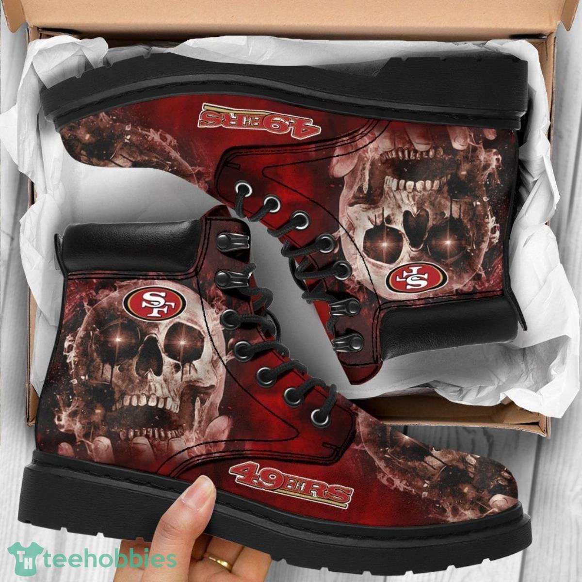 San Francisco 49ers Football Team Leather Boots Unique Gift For Men Women Fans Product Photo 1