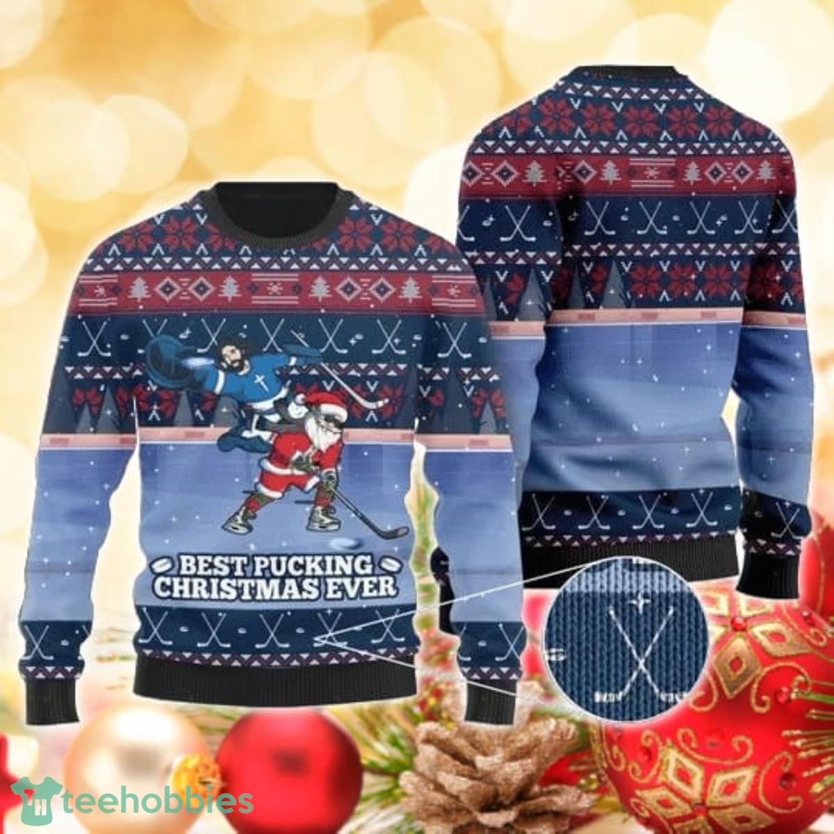 Santa Claus For Ice Hokey Lovers 3D Sweater Ugly Christmas Sweater For Men Women Product Photo 1