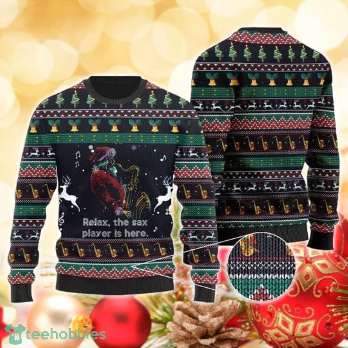 Santa Claus Plays Saxophone 3D Sweater Ugly Christmas Sweater For Men Women Product Photo 1