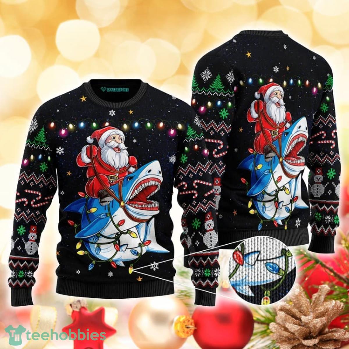 Shark Santa 3D Sweater Ugly Christmas Sweater For Men Women Product Photo 1