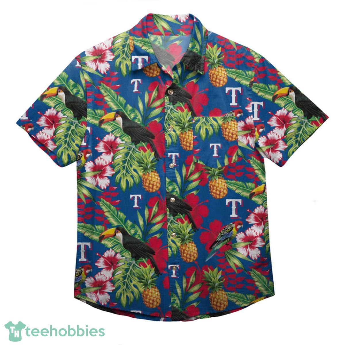 Texas Rangers MLB Floral Button Up Shirt Product Photo 1