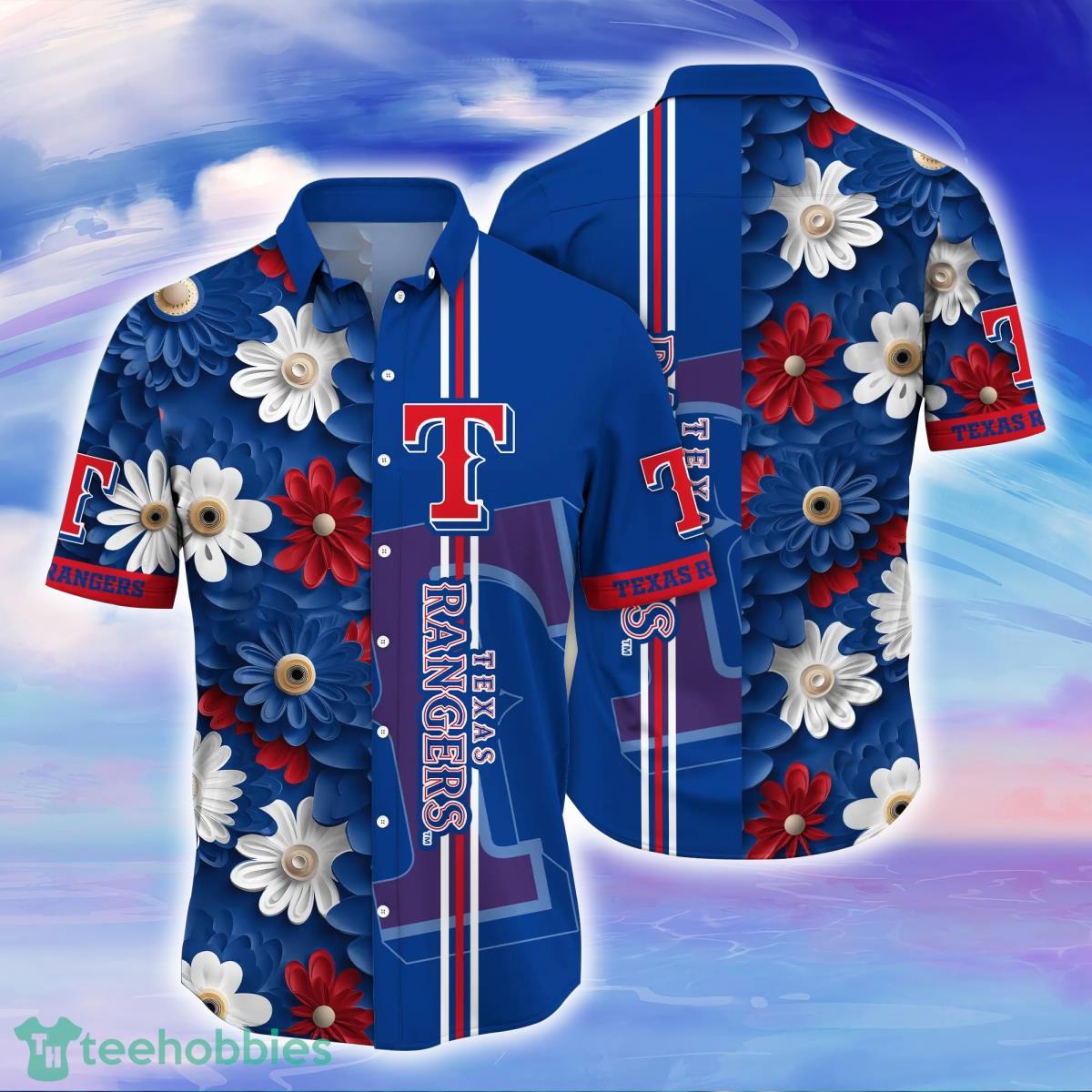 Texas Rangers MLB Mens Floral Button Up Shirt