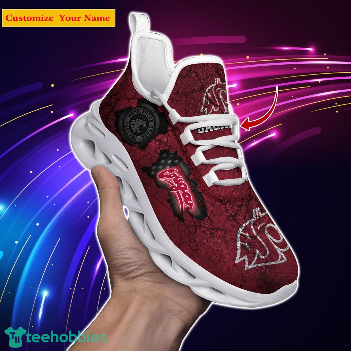 Washington State Cougars NCAA1 Custom Name Max Soul Shoes Great Gift For Men Women Fans Product Photo 1