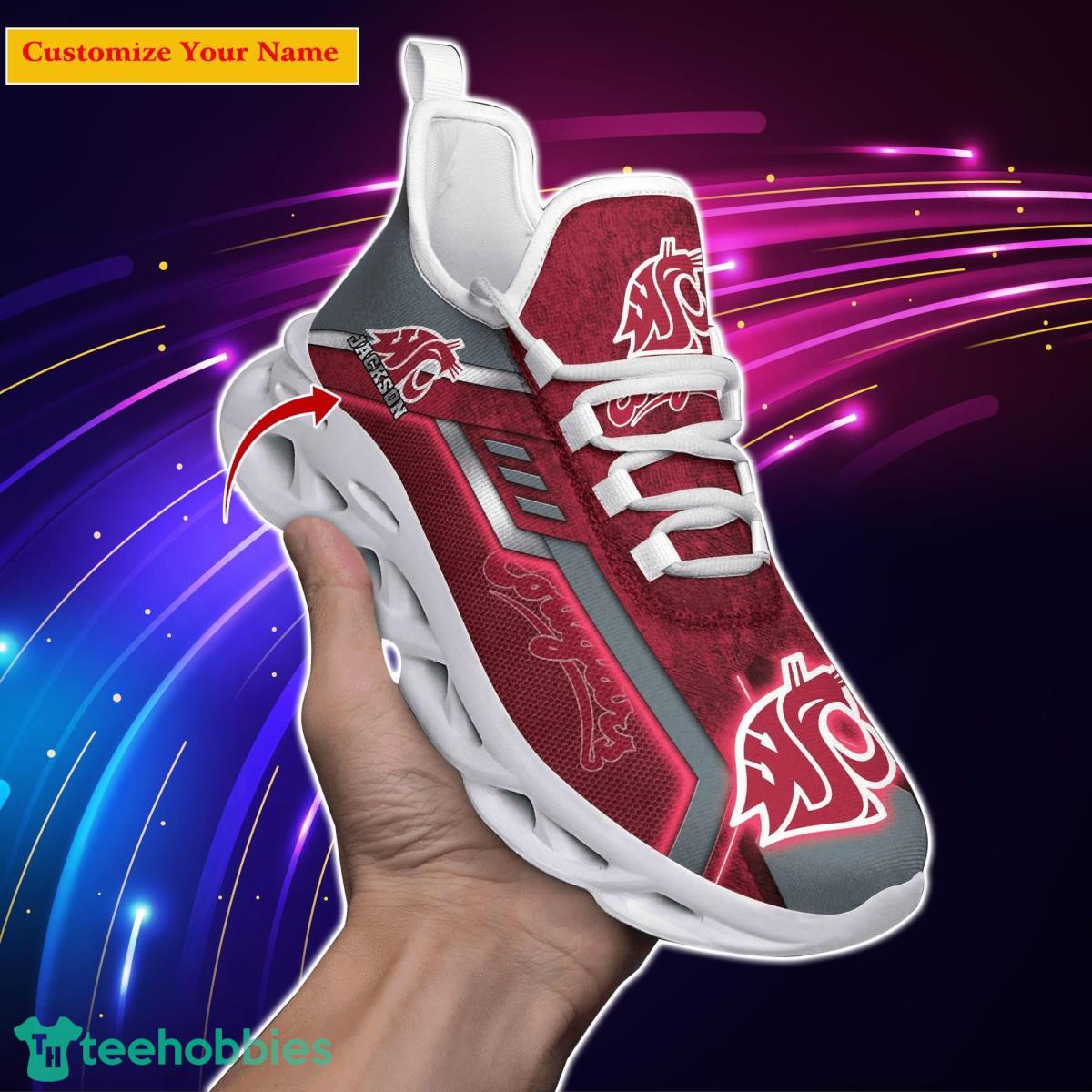 Washington State Cougars NCAA1 Custom Name Max Soul Shoes Impressive Gift For Men Women Fans Product Photo 1