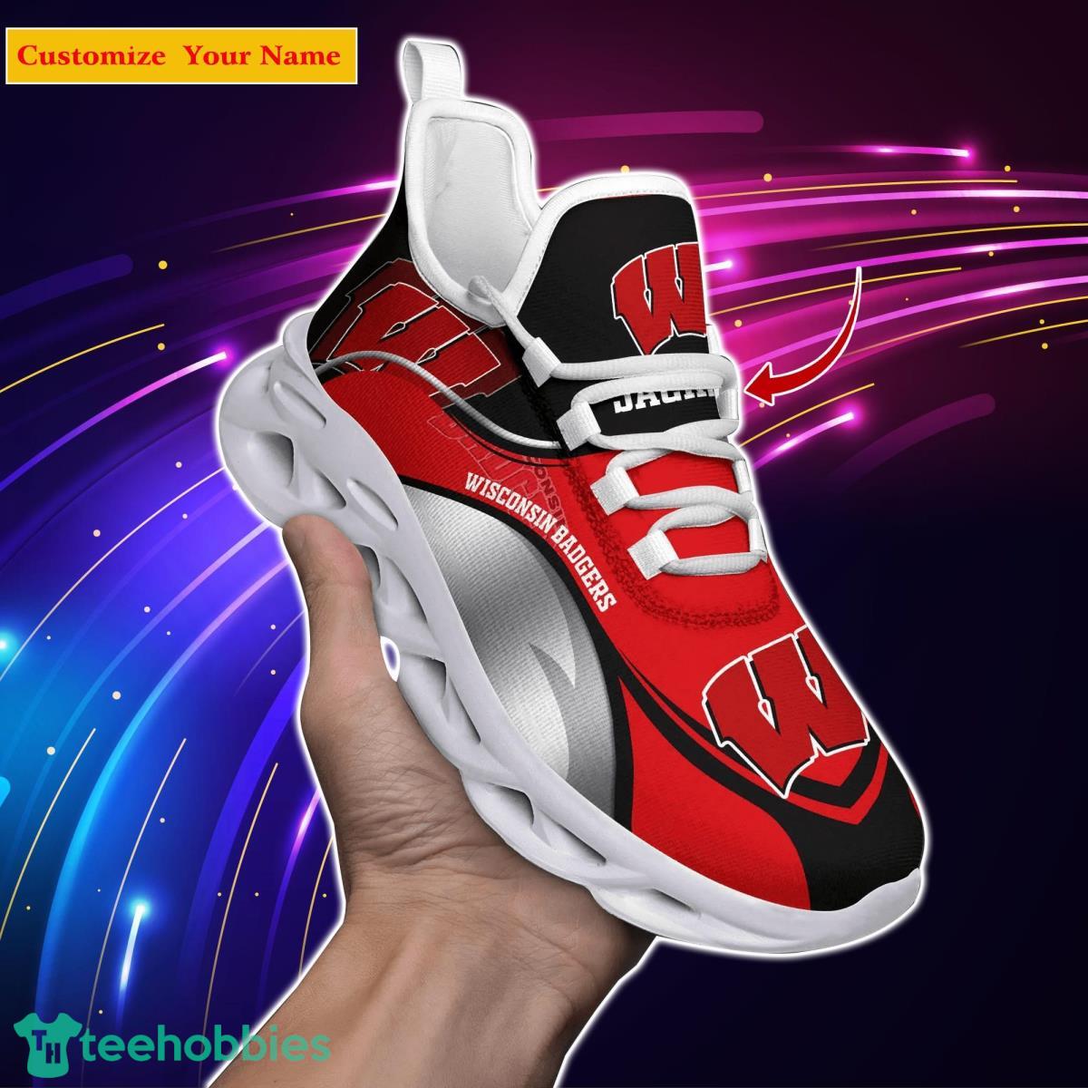 Wisconsin Badgers NCAA1 Custom Name Max Soul Shoes Unique Gift For Men Women Fans Product Photo 1