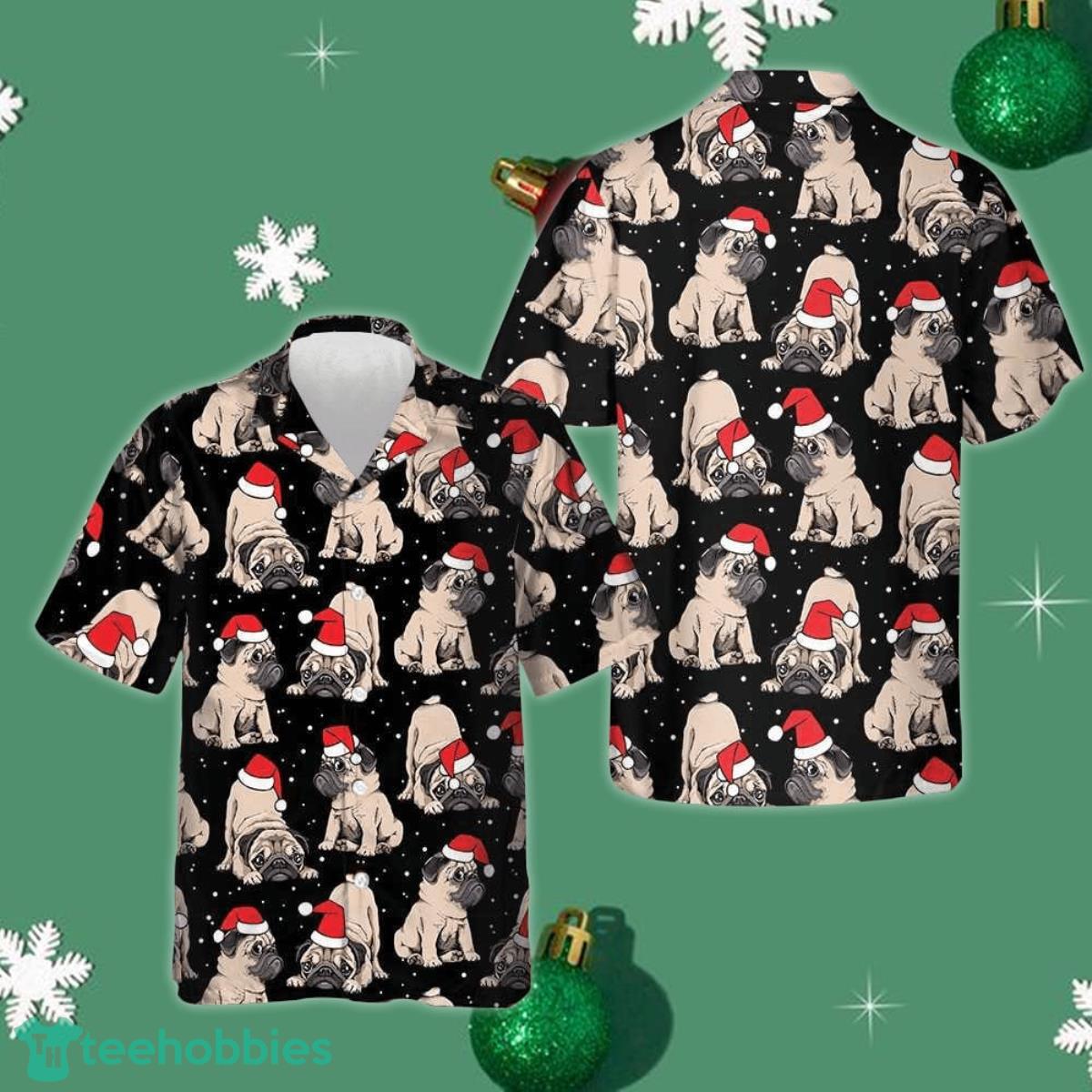 Adorable Christmas Pug Puppies Christmas Hawaiian Shirt Christmas Gifts For Dog Lovers Product Photo 1