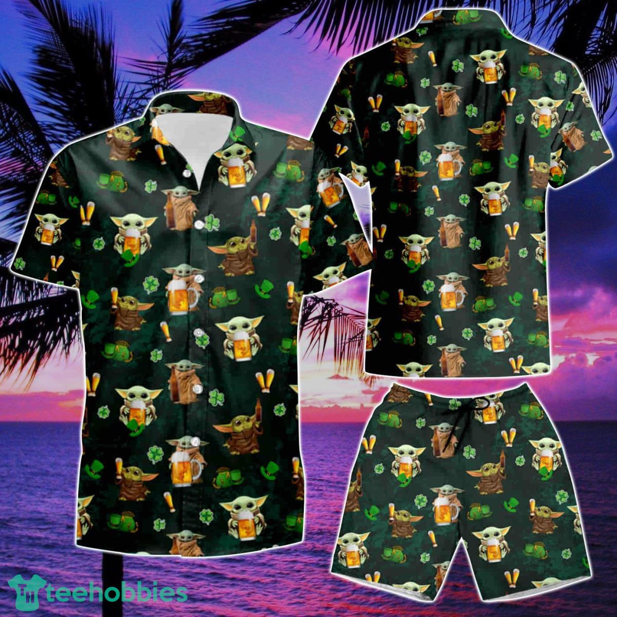 Baby Yoda Drinking Beer Summer Beach Hawaiian Shirt And Short Product Photo 2