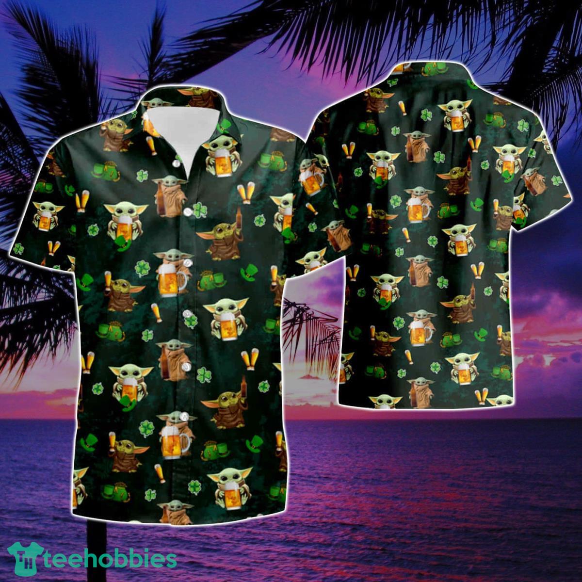 Baby Yoda Drinking Beer Summer Beach Hawaiian Shirt And Short Product Photo 1