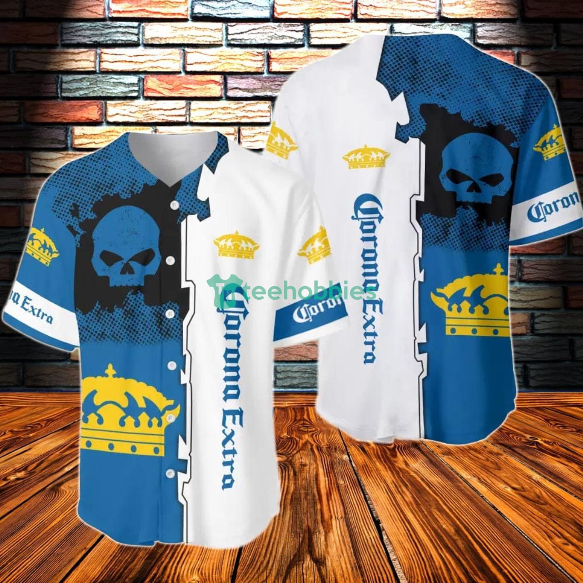 Black Skull Corona Extra Beer Baseball Jersey Product Photo 1