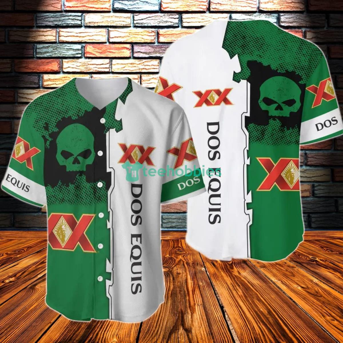 Black Skull Dos Equis Baseball Jersey Product Photo 1