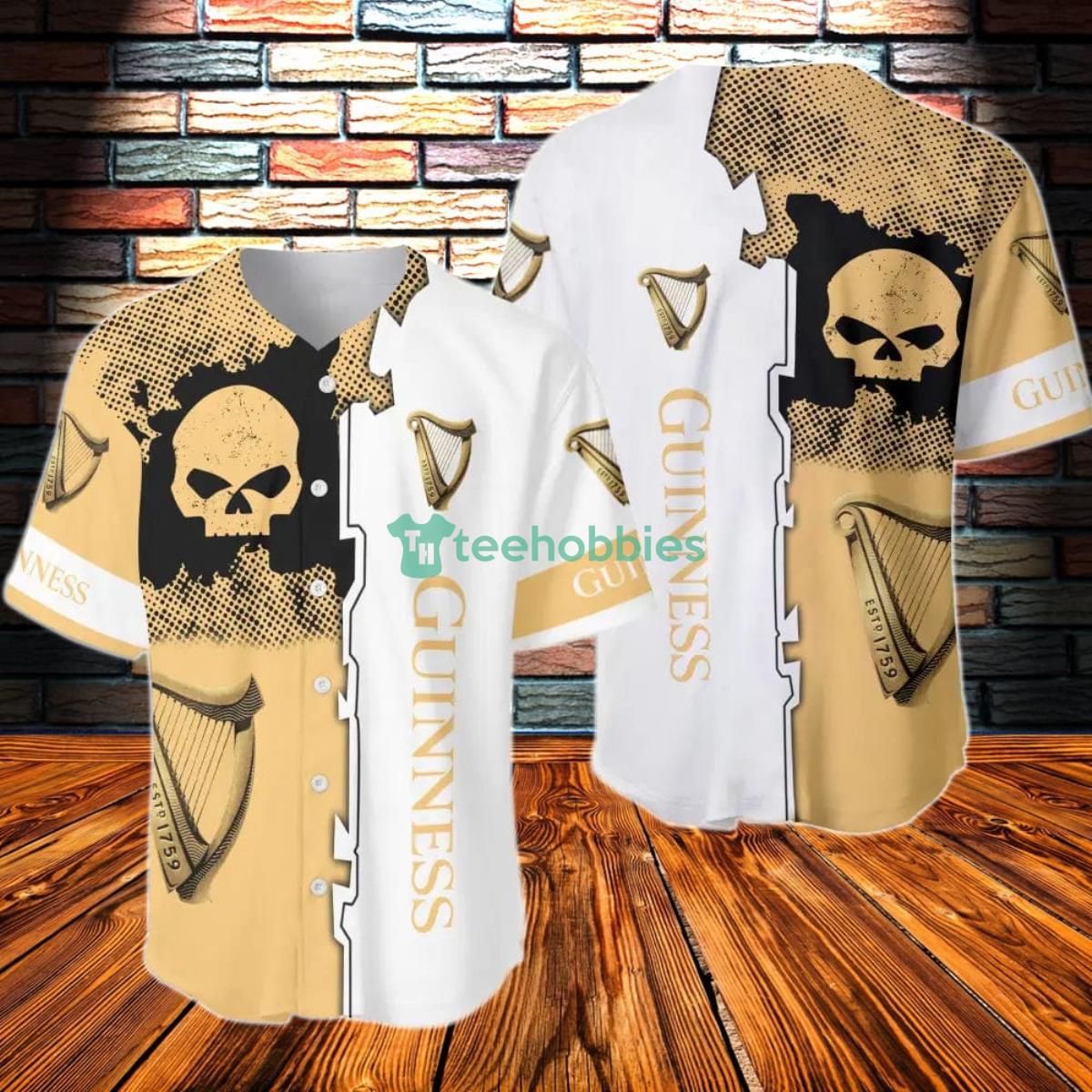 Black Skull Guinness Beer Baseball Jersey Product Photo 1