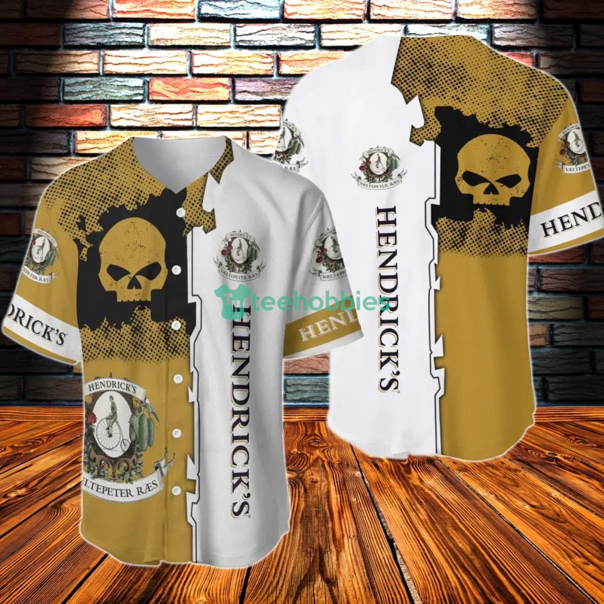 Black Skull Hendrick's Gin Baseball Jersey Product Photo 1