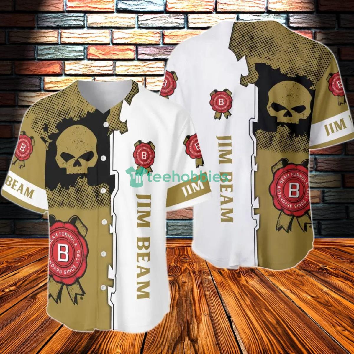 Black Skull Jim Beam Baseball Jersey Product Photo 1