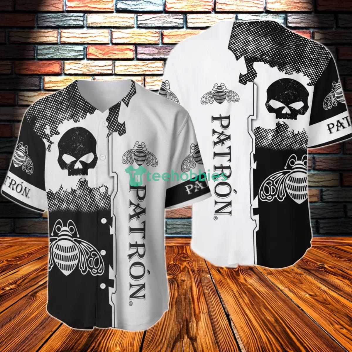 Black Skull Patron Tequila Baseball Jersey Product Photo 1