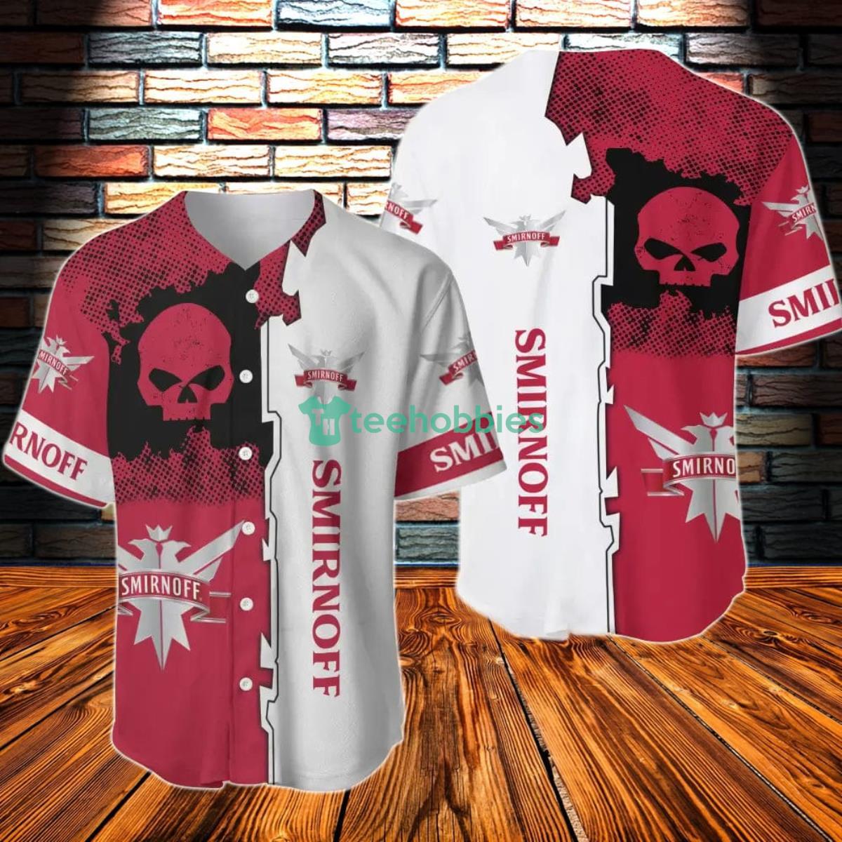 Black Skull Smirnoff Vodka Baseball Jersey Product Photo 1