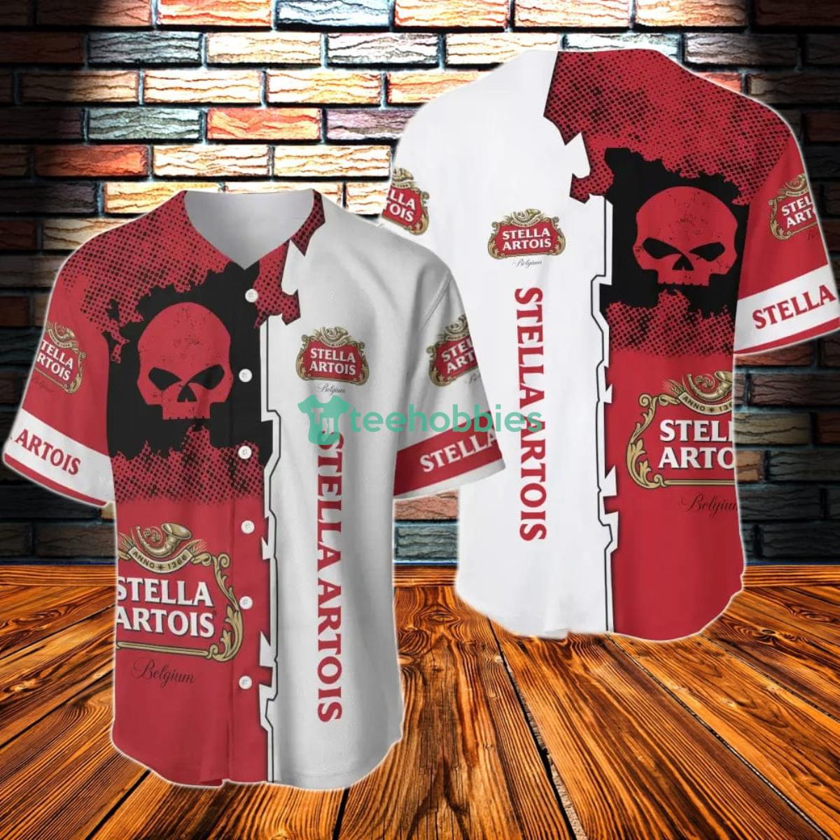 Black Skull Stella Artois Baseball Jersey Product Photo 1