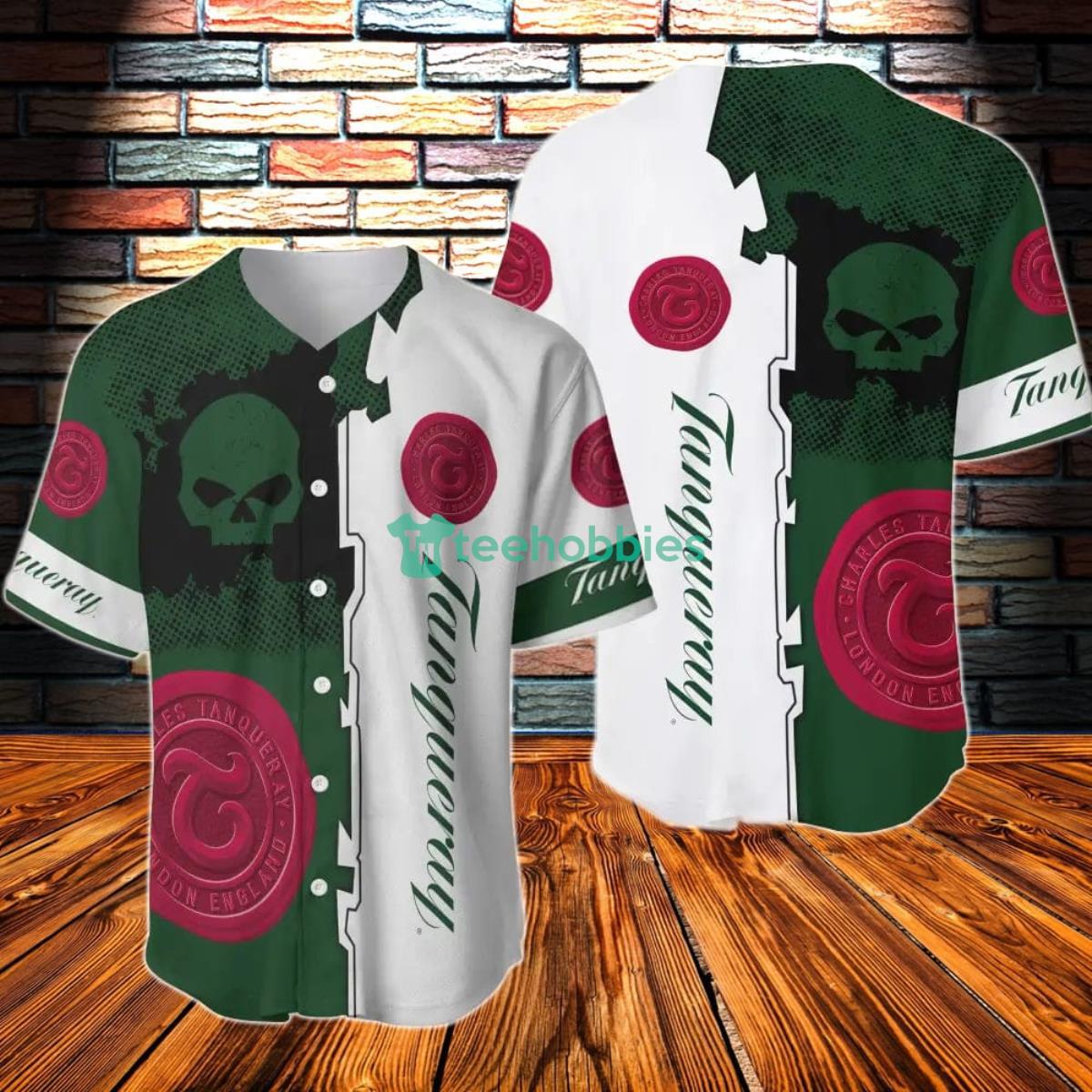 Black Skull Tanqueray  Baseball Jersey Product Photo 1