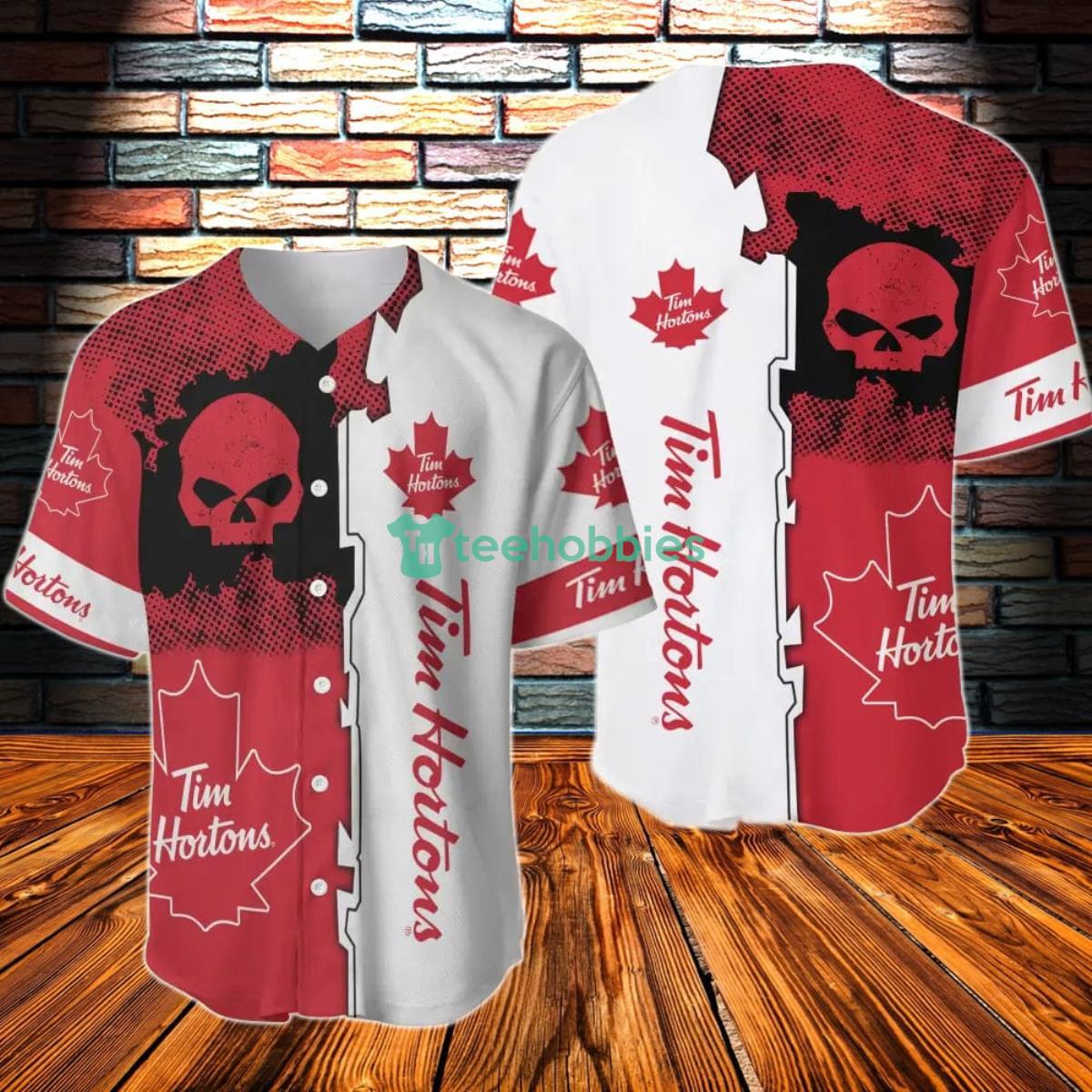 Black Skull Tim Hortons Baseball Jersey Product Photo 1