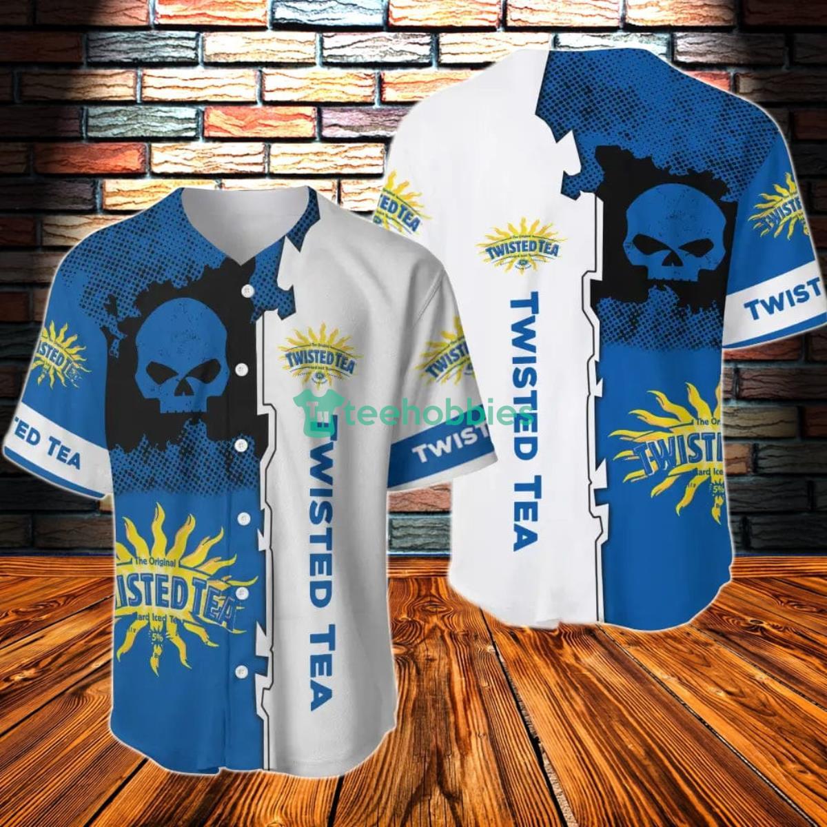 Black Skull Twisted Tea Baseball Jersey Product Photo 1