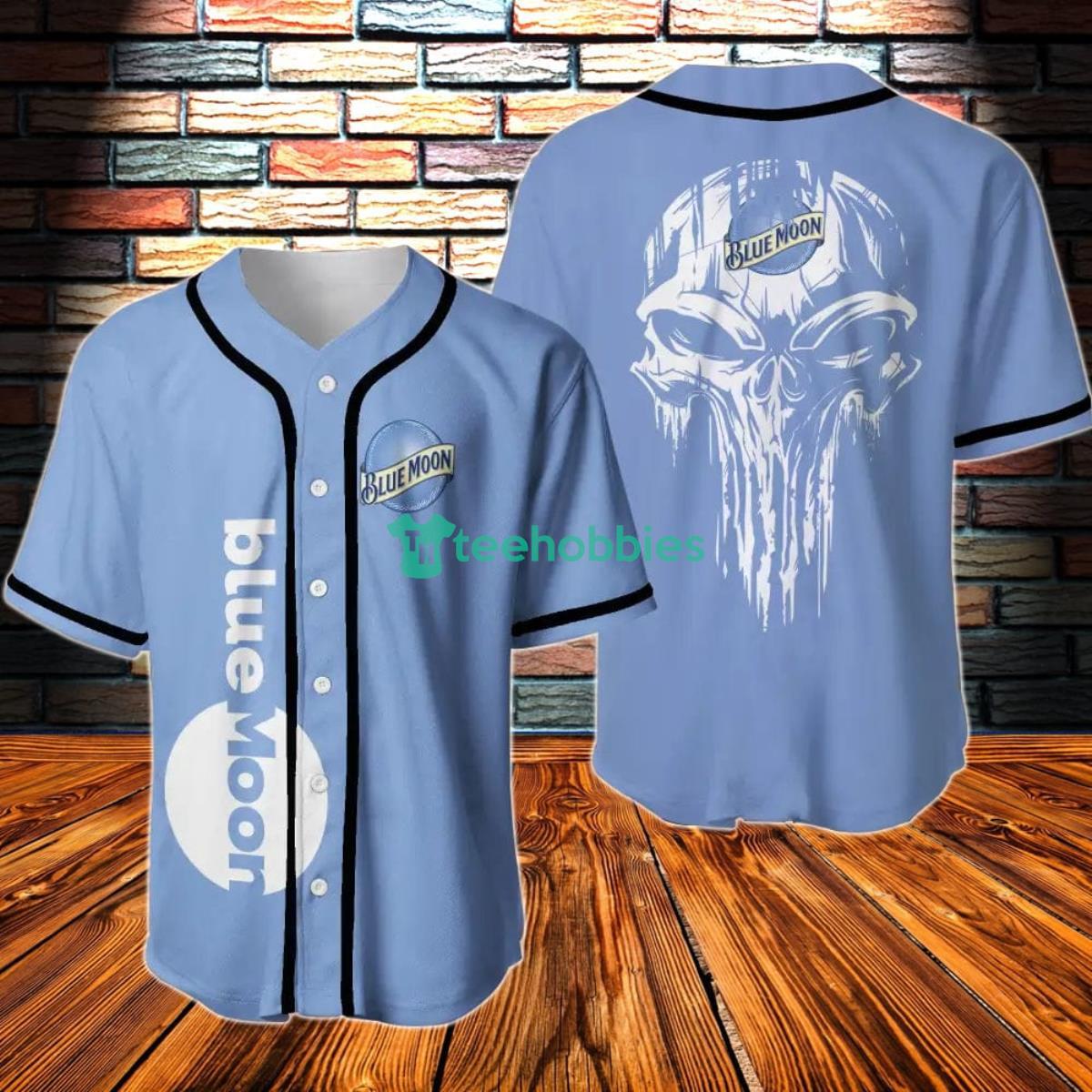 Blue Moon Skull Baseball Jersey Product Photo 1