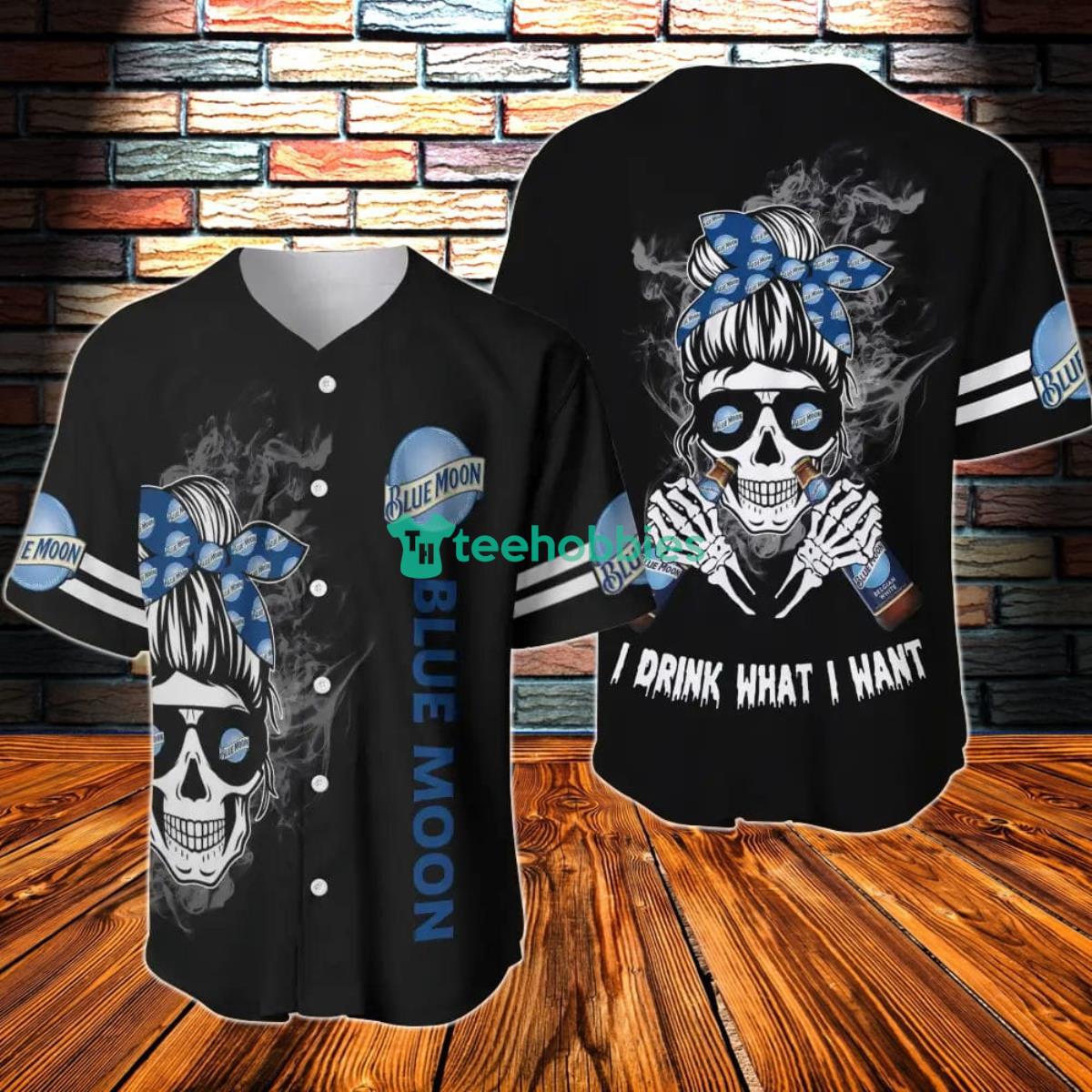 Blue Moon Women I Drink What I Want Baseball Jersey Product Photo 1