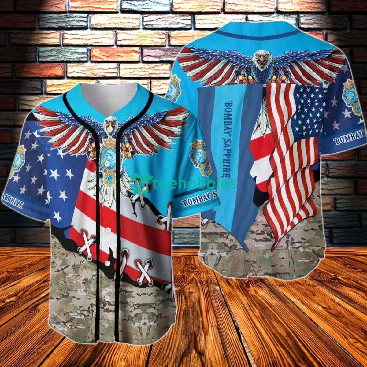 Bombay Sapphire Eage USA Flag Baseball Jersey Product Photo 1