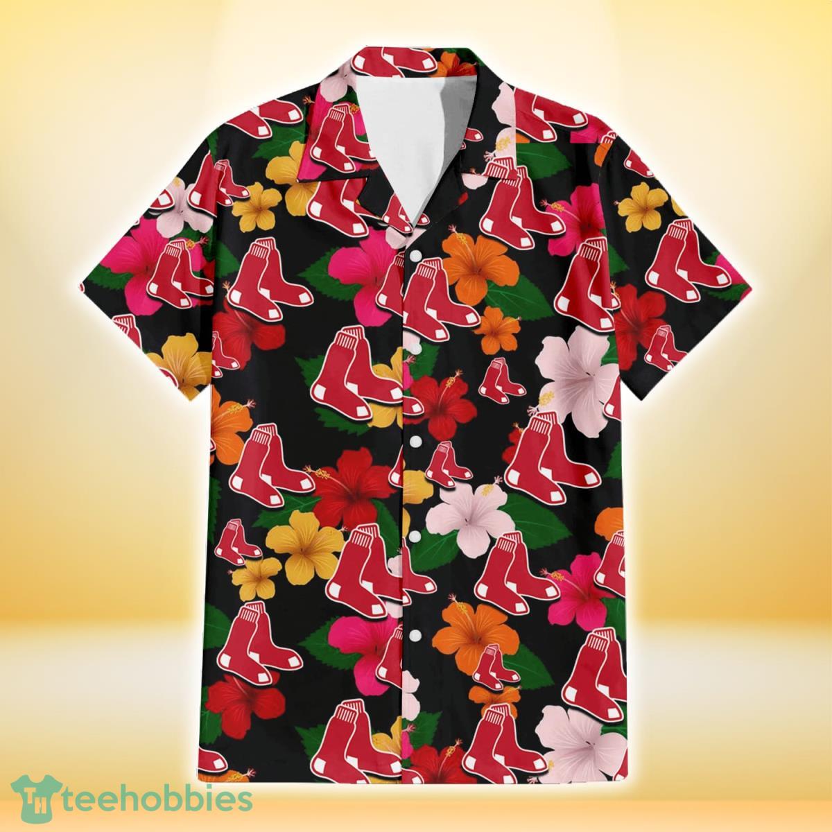 Boston Red Sox Yellow White Hibiscus Powder Blue Background 3D Hawaiian  Shirt Gift For Fans Gift For Fans - YesItCustom