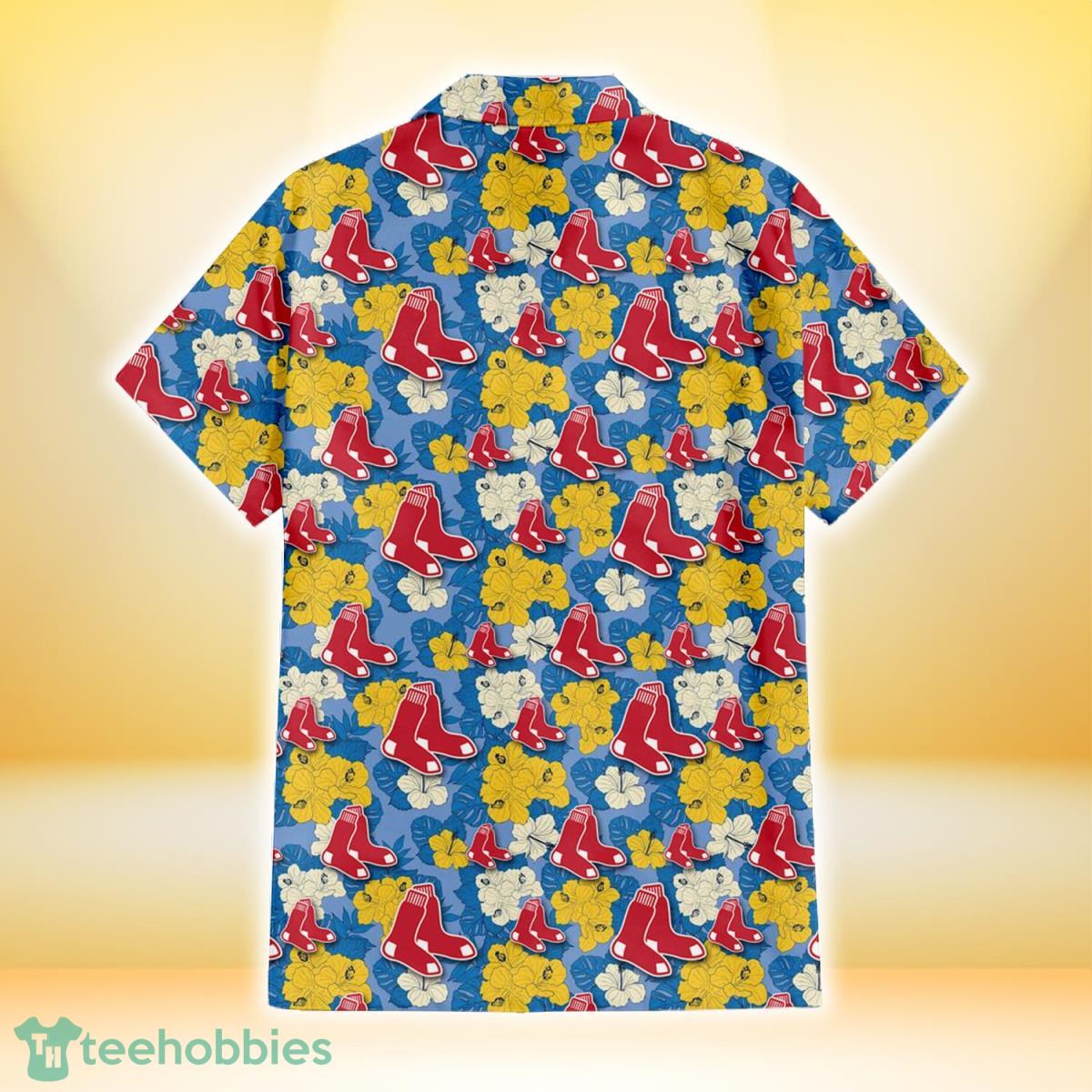 Boston Red Sox Yellow White Hibiscus Powder Blue Background 3D Hawaiian  Shirt Gift For Fans Gift For Fans - YesItCustom