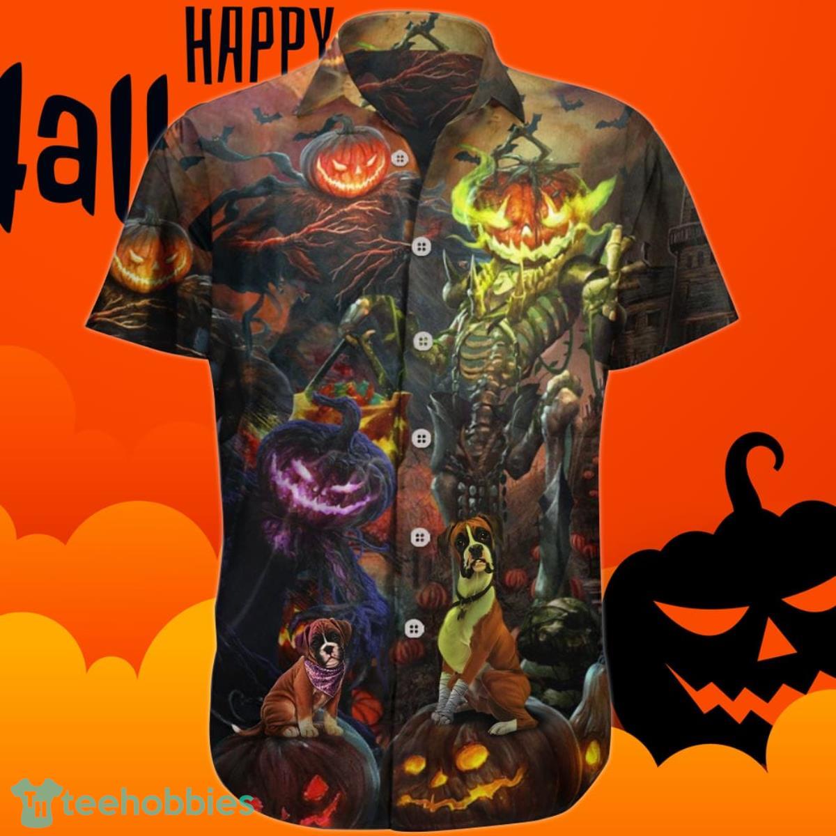 Boxer Pumpkin King Halloween Hawaiian Shirt Halloween Themed Clothing Mens Gift Ideas Product Photo 1