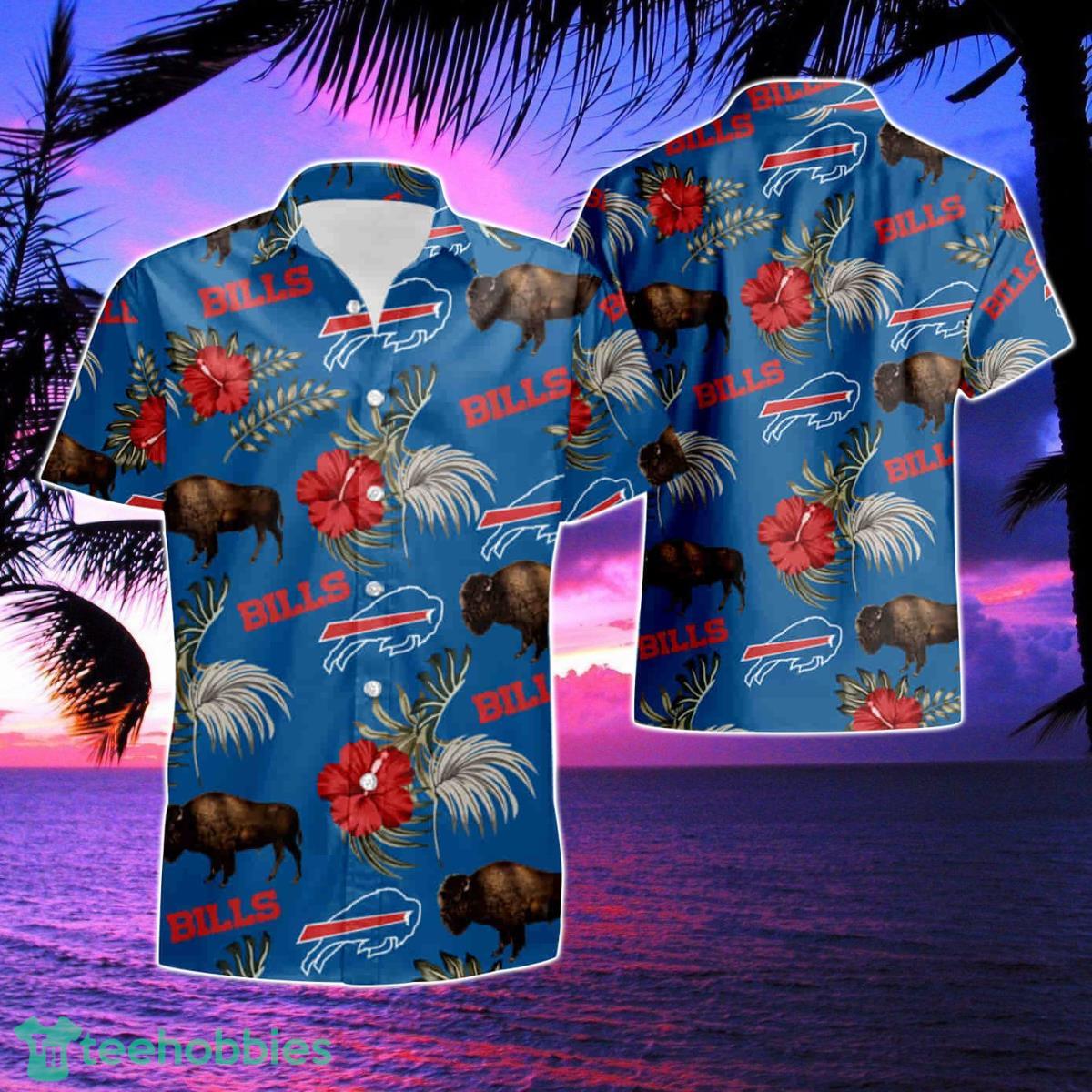 Buffalo Bills Nfl Wildlife Button Up Summer Hawaiian Shirt And Short Product Photo 1
