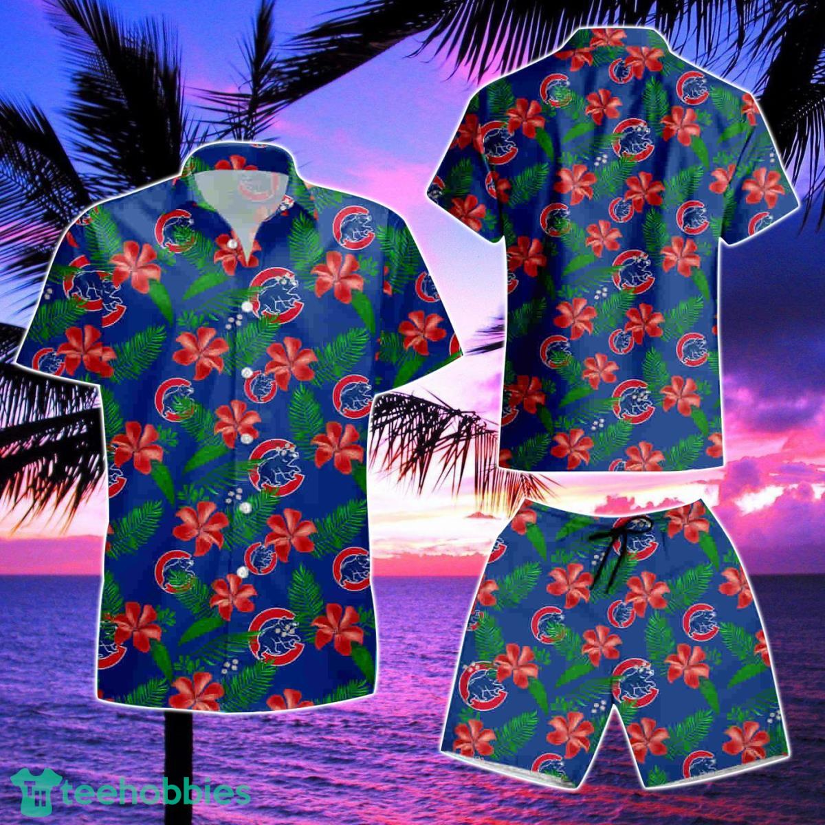 Chicago Cubs Tropical Flower Summer Beach Hawaiian Shirt And Short Product Photo 2