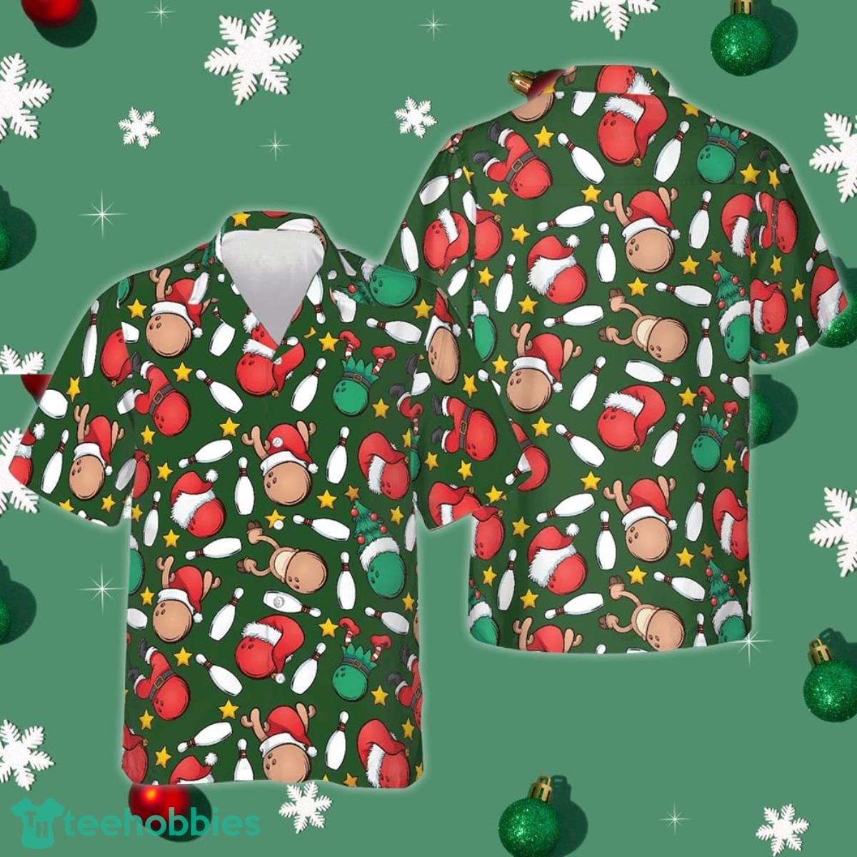 Christmas Bowling Hawaiian Shirt Summer Short Sleeve Button Up Shirts Bowlers Gifts Product Photo 1