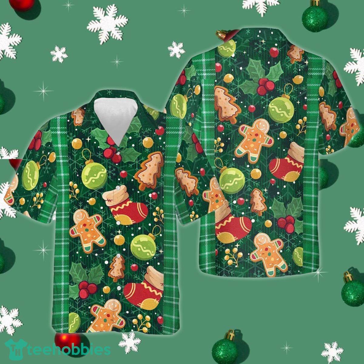 Christmas Green Plaid Hawaiian Shirt Funny Xmas Short Sleeve Button Down Shirt Gifts For Him Product Photo 1