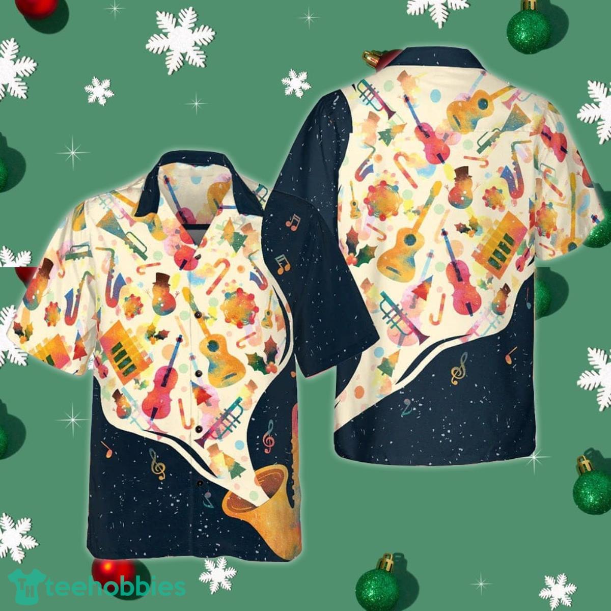 Christmas Musical Instruments Hawaiian Shirt Cool Summer Shirts Gifts For Music Lovers Product Photo 1