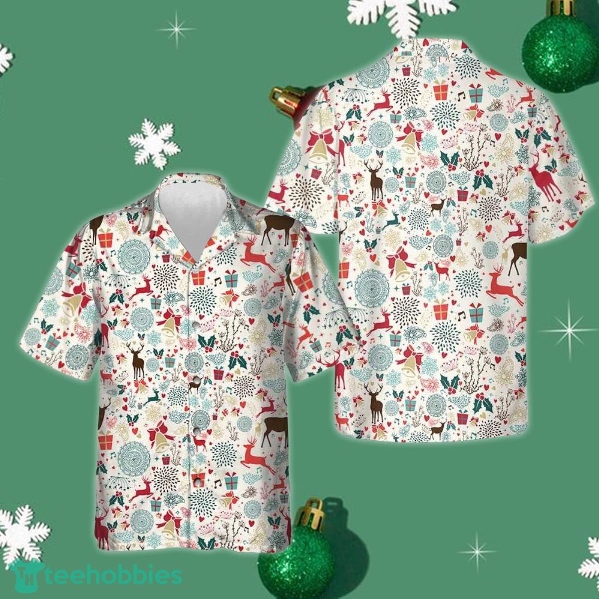 Christmas Reindeer Hawaiian Shirt Cool Button Up Shirt Best Gift For Christmas Product Photo 1