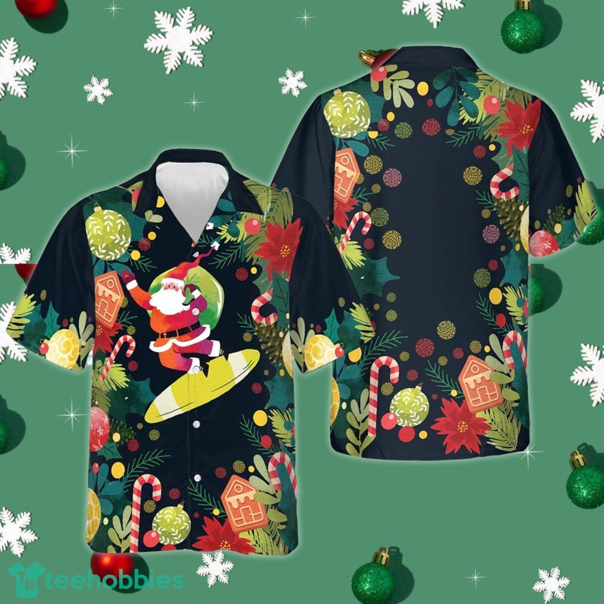 Christmas Santa Surfing Hawaiian Shirt Funny Christmas Shirts Presents For Nephew Product Photo 1