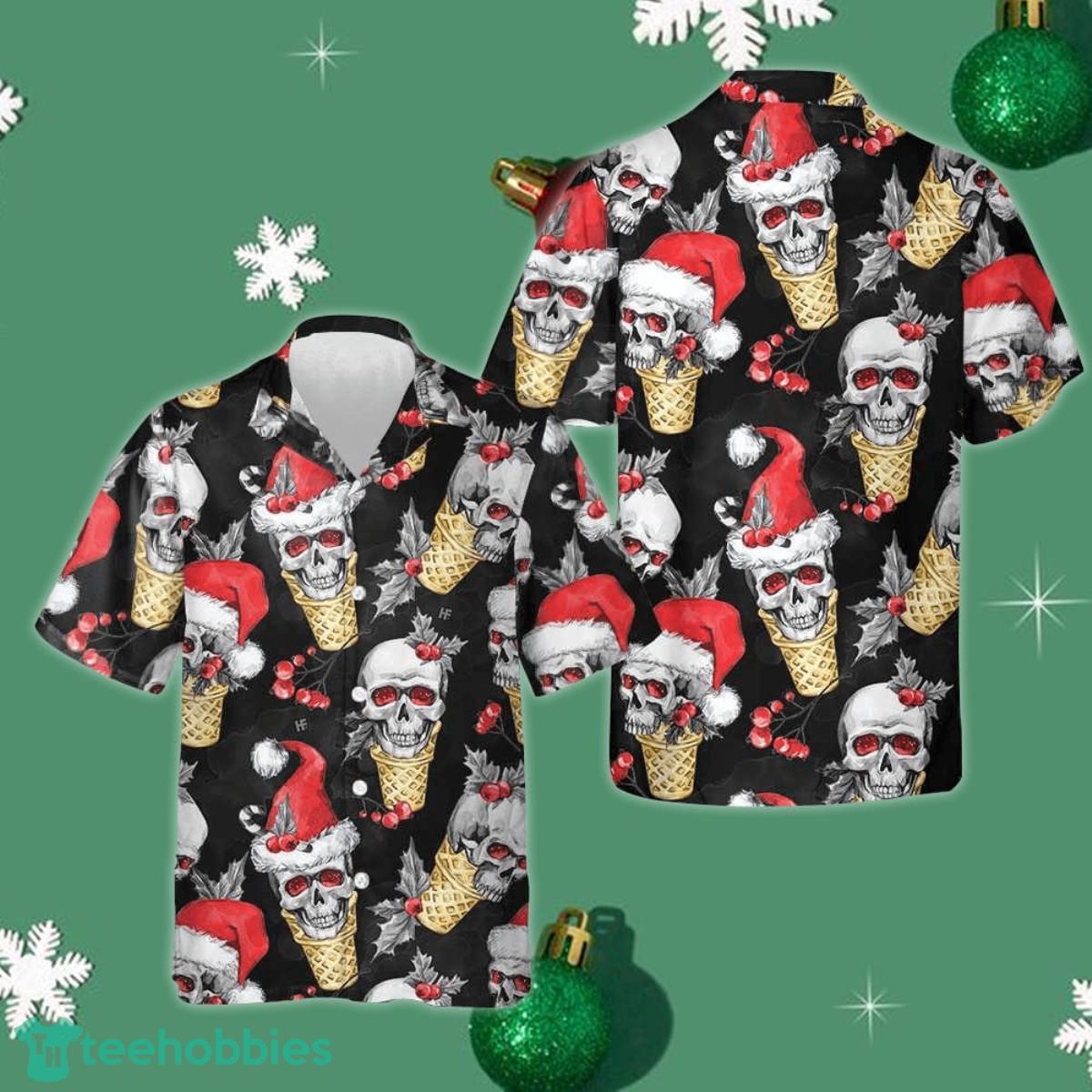 Christmas Skulls With Waffle Cone Hawaiian Shirt Funny Skull Christmas Shirt Gifts For Son Product Photo 1