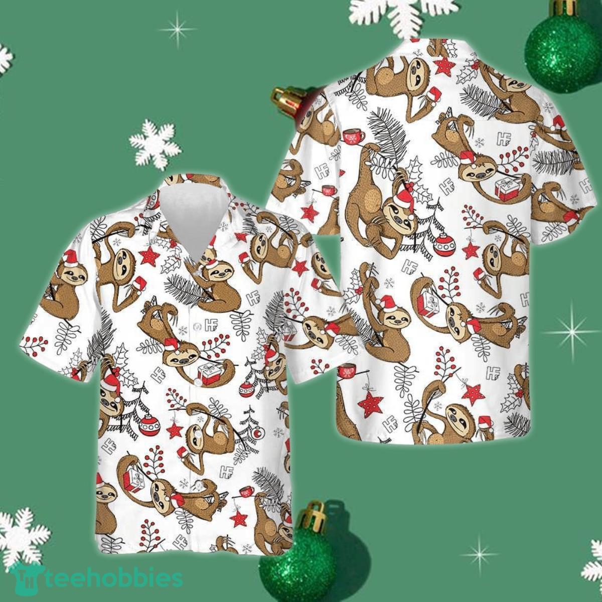 Christmas Slothes Hawaiian Shirt Funny Xmas Shirt Gifts For Sloth Lovers Product Photo 1