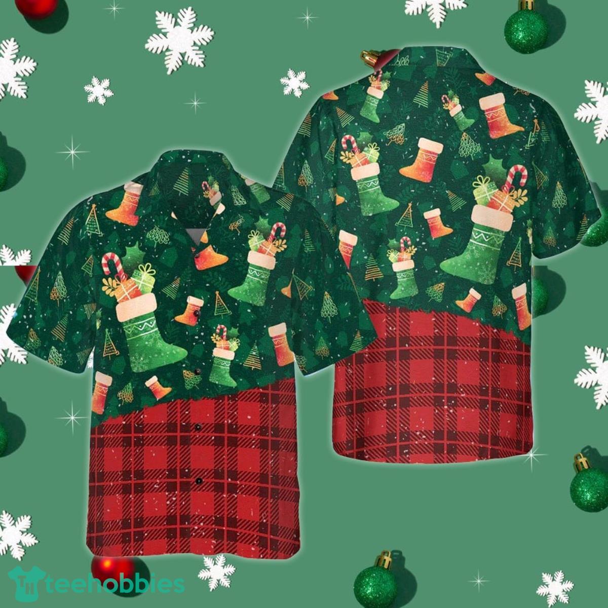Christmas Socks Pattern Hawaiian Shirt Mens Christmas Shirts Button Down Gift For Male Friend Product Photo 1