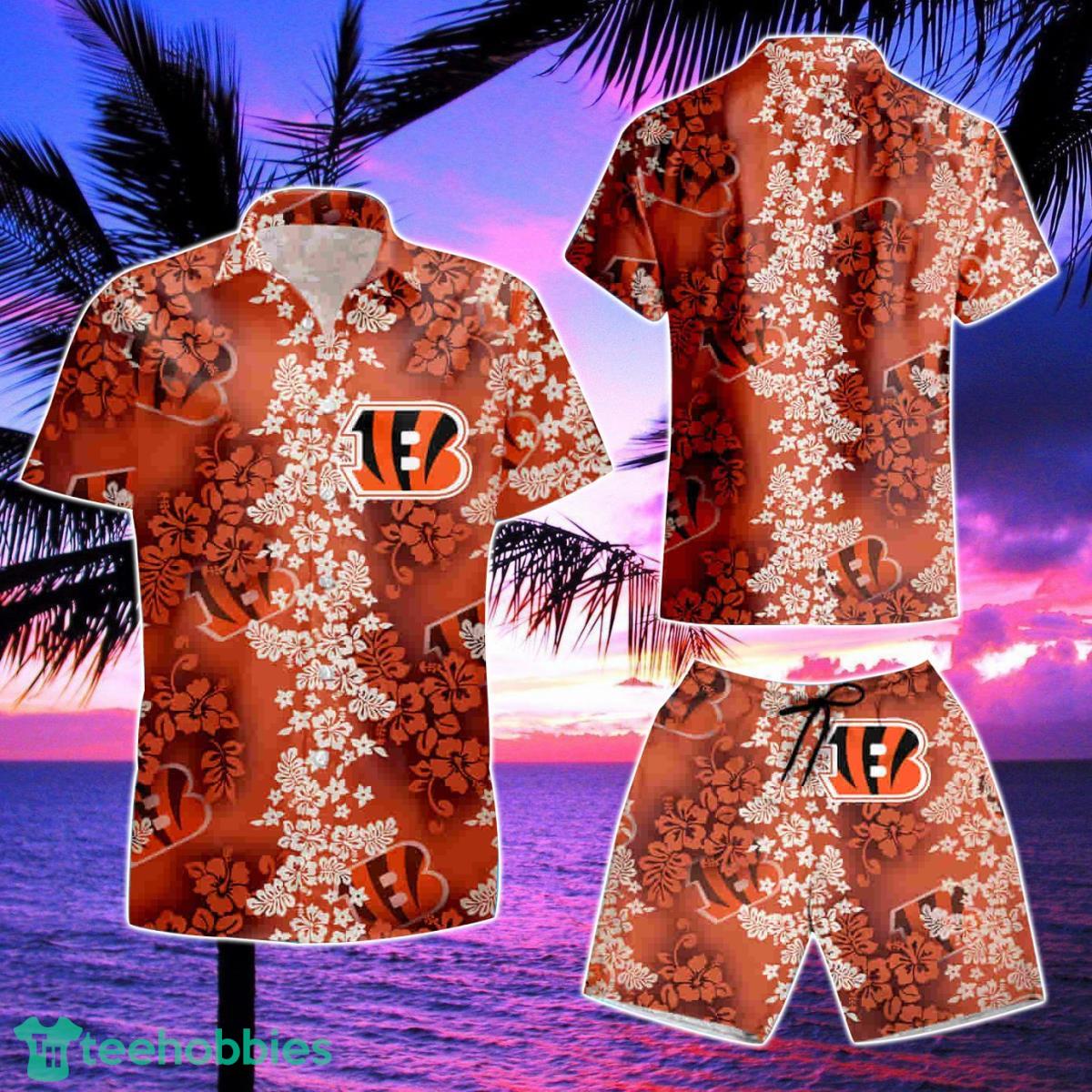 Cincinnati Bengals Hibiscus Flower Orange Summer Beach Hawaiian Shirt And Short Product Photo 2