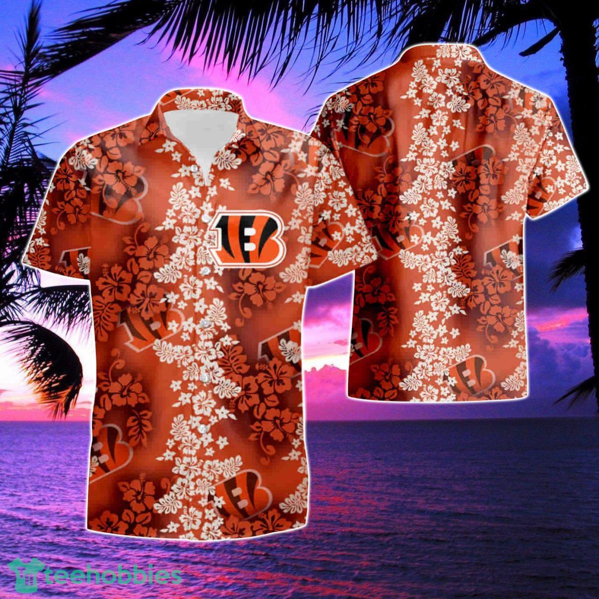 Cincinnati Bengals Hibiscus Flower Orange Summer Beach Hawaiian Shirt And Short Product Photo 1