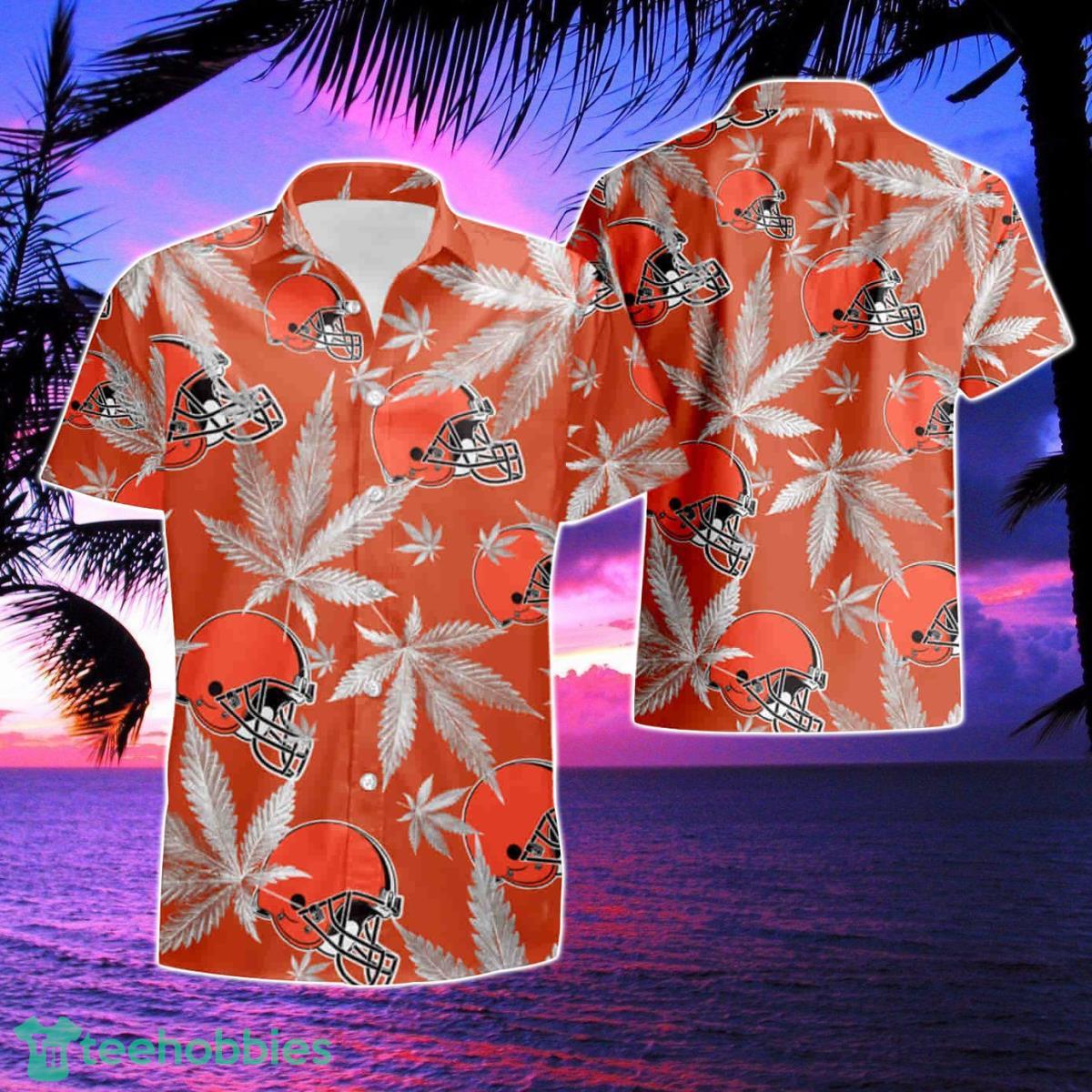 Cleveland Browns Cannabis Orange Summer Hawaiian Shirt And Short Product Photo 1