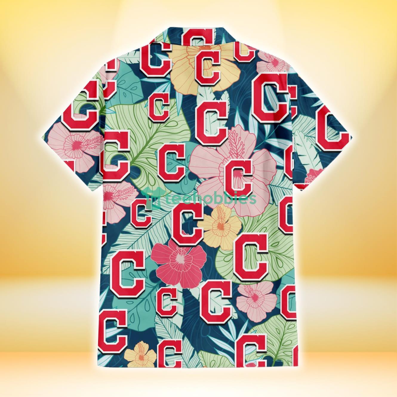 Cleveland Indians Colorful Sketch Hibiscus Dark Green Background 3D Hawaiian Shirt Gift For Fans Product Photo 3 Cleveland Indians Colorful Sketch Hibiscus Dark Green Background 3D Hawaiian Shirt Gift For Fans Product Photo 3